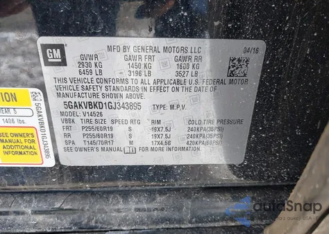 2016 Buick Enclave Leather z USA, uszkodzony, nr VIN 5GAKVBKD1GJ343895